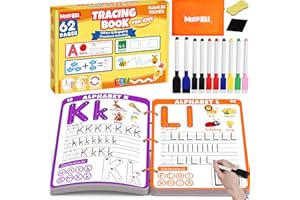 Preschool Learning Activities Educational Workbook, 62 Reusable Pages Pre Kindergarten Workbooks, Number Letter Tracing Books