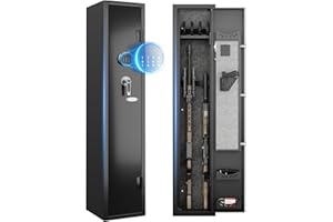 KAER 2-3 Gun Safe, Gun Safe for Rifles and Pistols, Rifle Safe, Gun Cabinet with Digital Keypad Lock, Rifle Safe with 4 Gun Slots and Pistol Pockets for Secure Storage in Garage, Bedroom, Living Room