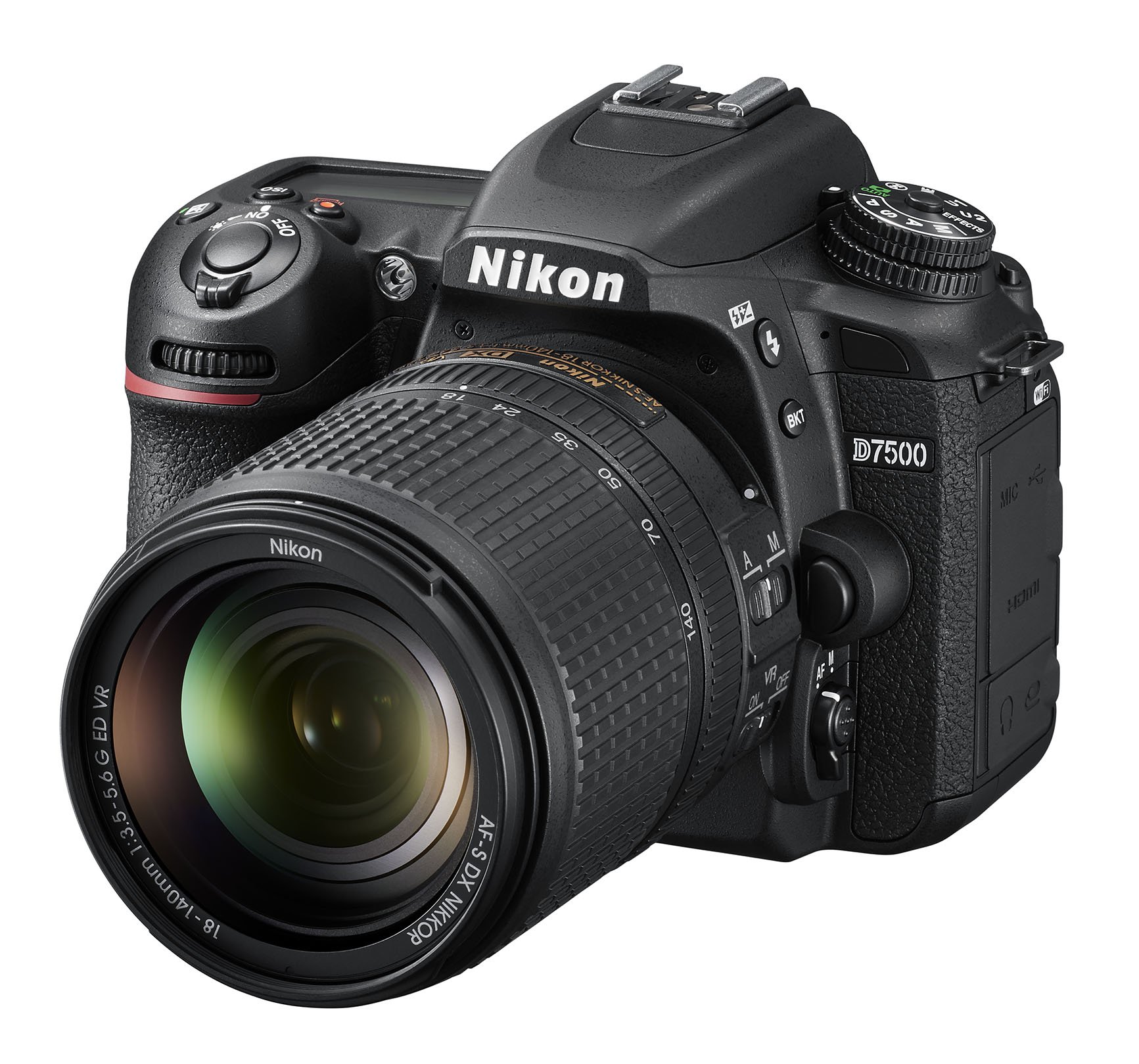 Nikon D7500 Digitale Spiegelreflexkamera mit Objektiv AF-S DX Nikkor 18-140 mm f/3.5-5.6G ED VR, 20,9 Megapixel, WLAN, Bluetooth, SD 8 GB 300 x Premium Lexar, Schwarz