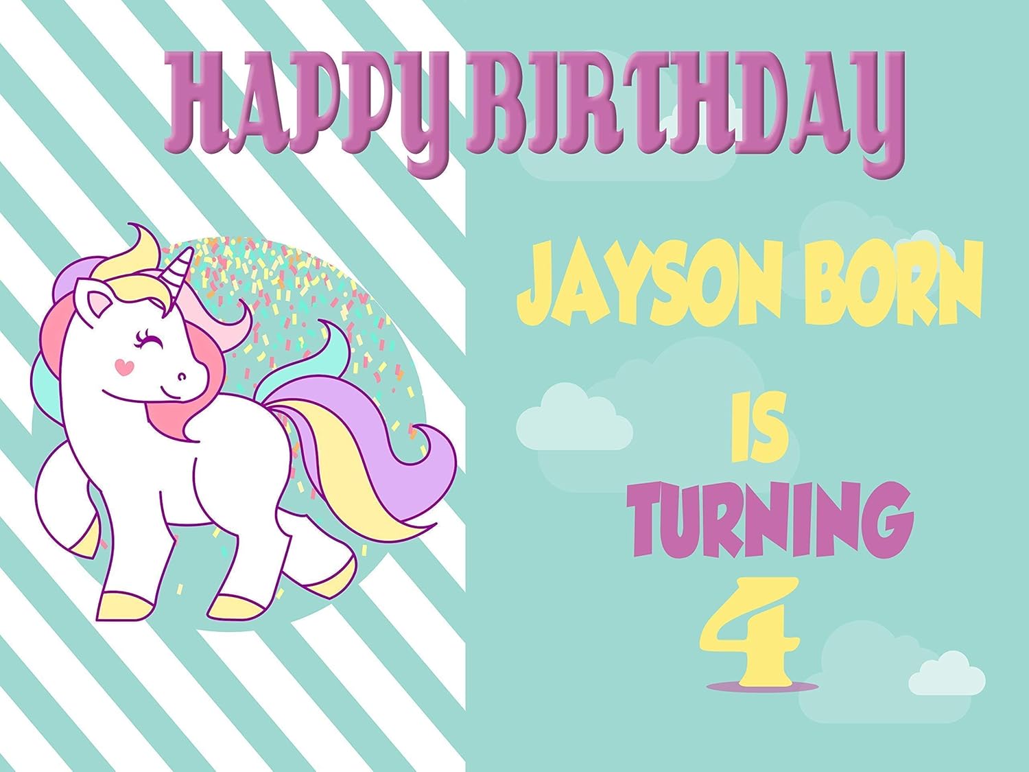 Amazon Com Custom Colorful Rainbow Magic Unicorn Pony Birthday