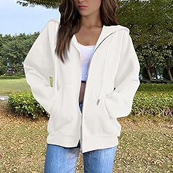 MKLUNJOP Jackets For Women Trendy Zip Up Hoodie