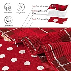 Christmas Quilt Set Twin Size Xmas Red Plaid Santa