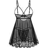 Avidlove Sexy Lace Babydoll Dress Lingerie for Women Sheer Mesh Chemise Sleepwear Exotic Boudoir Outfits