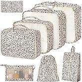8 Set Packing Cubes for Suitcases, Packing Cube with Shoe, Cosmetics, Clothing, and Accessories Bags Packing Cubes for Travel Luggage Organizer(Leopard)