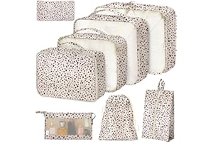 HATISAN 8 Set Packing Cubes for Suitcases, Packing Cube with Shoe, Cosmetics, Clothing, and Accessories Bags Packing Cubes for Travel Luggage Organizer(Leopard)