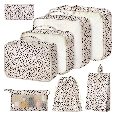 8 Set Packing Cubes for Suitcases, Packing Cube with Shoe, Cosmetics, Clothing, and Accessories Bags Packing Cubes for Travel Luggage Organizer(Leopard)