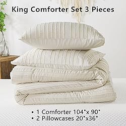 Andency Beige King Size Comforter Set, 3 Pieces