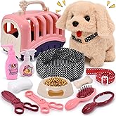 G.C 13Pcs Dog Toys for Kids Girls, Walking Barking Electronic Interactive Stuffed Dog Plush with Carrier & Accessories Toys Pretend Play Puppy Pet Care Playset, Gifts for Little Girls 3 4 5 6 Year Old