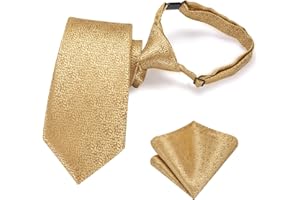 Hi-Tie Boys Tie Pre-Tied Pocket Square Set Adjustable Kids Neckties Age 7-11 Years School UniForm Graduation