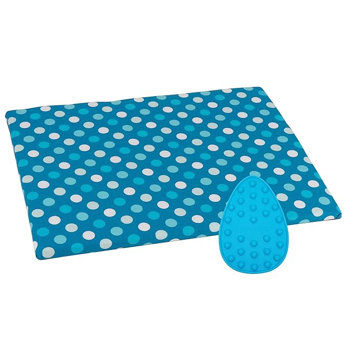 SEMPLIX Bügel Set – Bügelunterlage mit rutschhemmender Rückseite 30 x 40 cm und Mini Bügeleisenablage 10,5 x 15,5 cm (türkis/