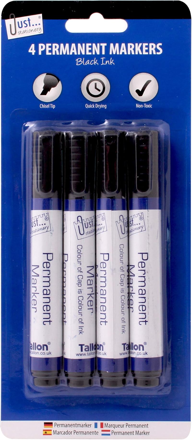 Just stationery Chisel Tip Permanent Marker Black Pack of 4 1156