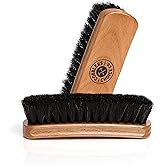 Premium Shoe Brush - Horsehair Shoe Brush - Concaved Handle for Premium Grip, Tan