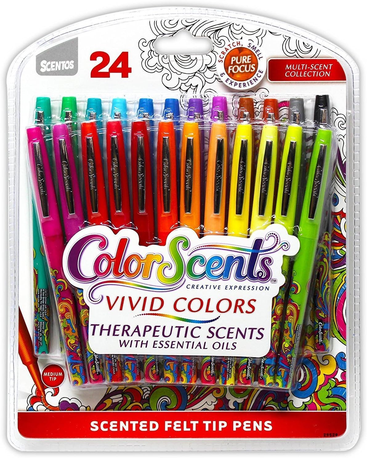 The Lakeside Collection Scentos Color Scents Vivid Colors Scented Felt Tip Pens 24-Pack