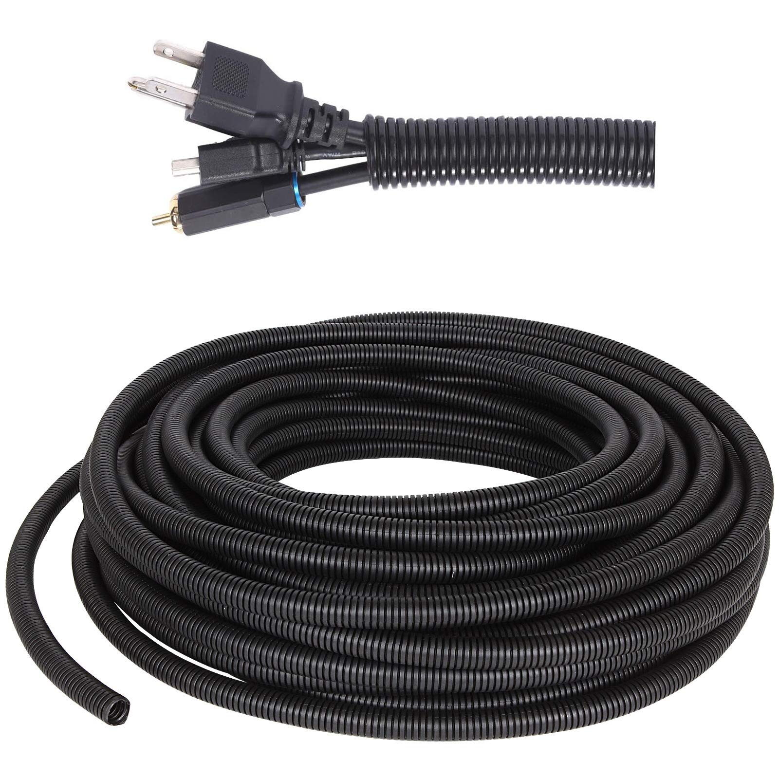 65FT Wire Loom Tubing 3/8" Cable Sleeve Flexible Conduit, Flame