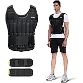 BeatBoost Weighted Vest Men 20lb/30lb/40lb/50lb/60lb Adjustable Weight Vest with Steel Plates Weights for Walking Strength Training Running Workout