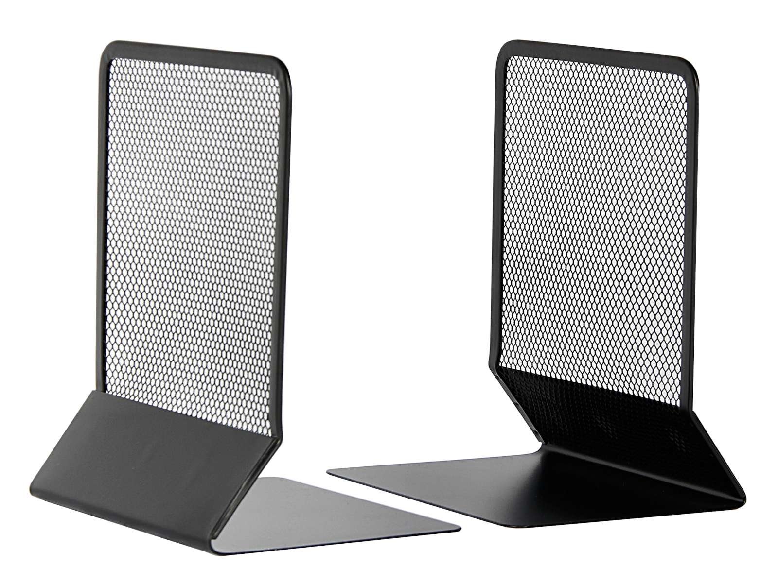 OSCO Wiremesh Bookends, Heavy Duty Metal Mesh Book Supports for Shelves, Bookcases & Desks, Non-Slip Base, Ideal for Home, Office, School or Library Use, Pack of 2 โ Black โ image 1