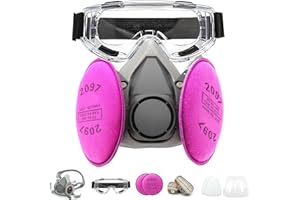 LMINHAN Respirator Mask with Filters, Gas Mask with Goggle for Painting, Chemical, Organic Vapor, Sanding. Resin Epoxy, Woodworking Perfect for Painters and DIY Project