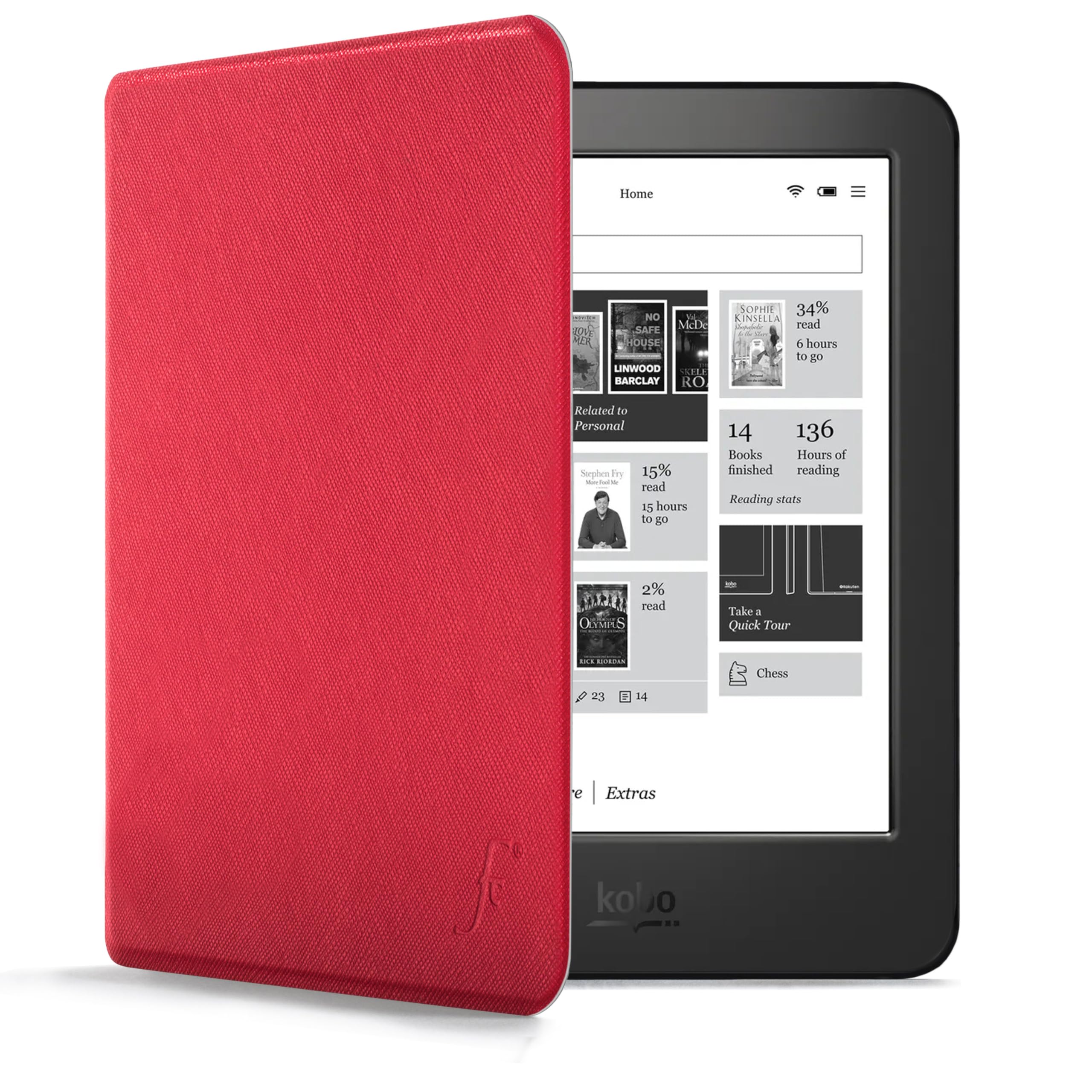 Forefront Cases Case for Kobo Aura H2O Edition 1 (Model: 2014) - Slim and Lightweight, Auto Sleep/Wake Function Smart Case, Protective Shell for Kobo Aura H2O Edition 1 - Red