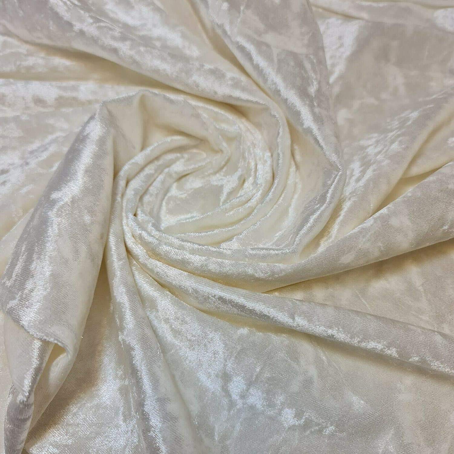 SH Plain Velvet Fabric Premium Crushed Stretch 60" (Ivory, 1.5 Meter)