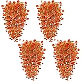 TURNMEON 4 Pcs Artificial Hanging Flowers for Outdoors Decorations Faux Flowers Plants for Outdoors, Silk Morning Glory with Eucalyptus Look Real UV Resistant for Home Yard Porch Outdoor(Orange)