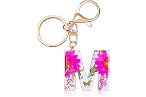 THE FRIGG Initial Letter Butterfly Flower Pink Keychain Birthday gifts for Women Girl Backpack Wallet Car Key Cute Bling Keychain