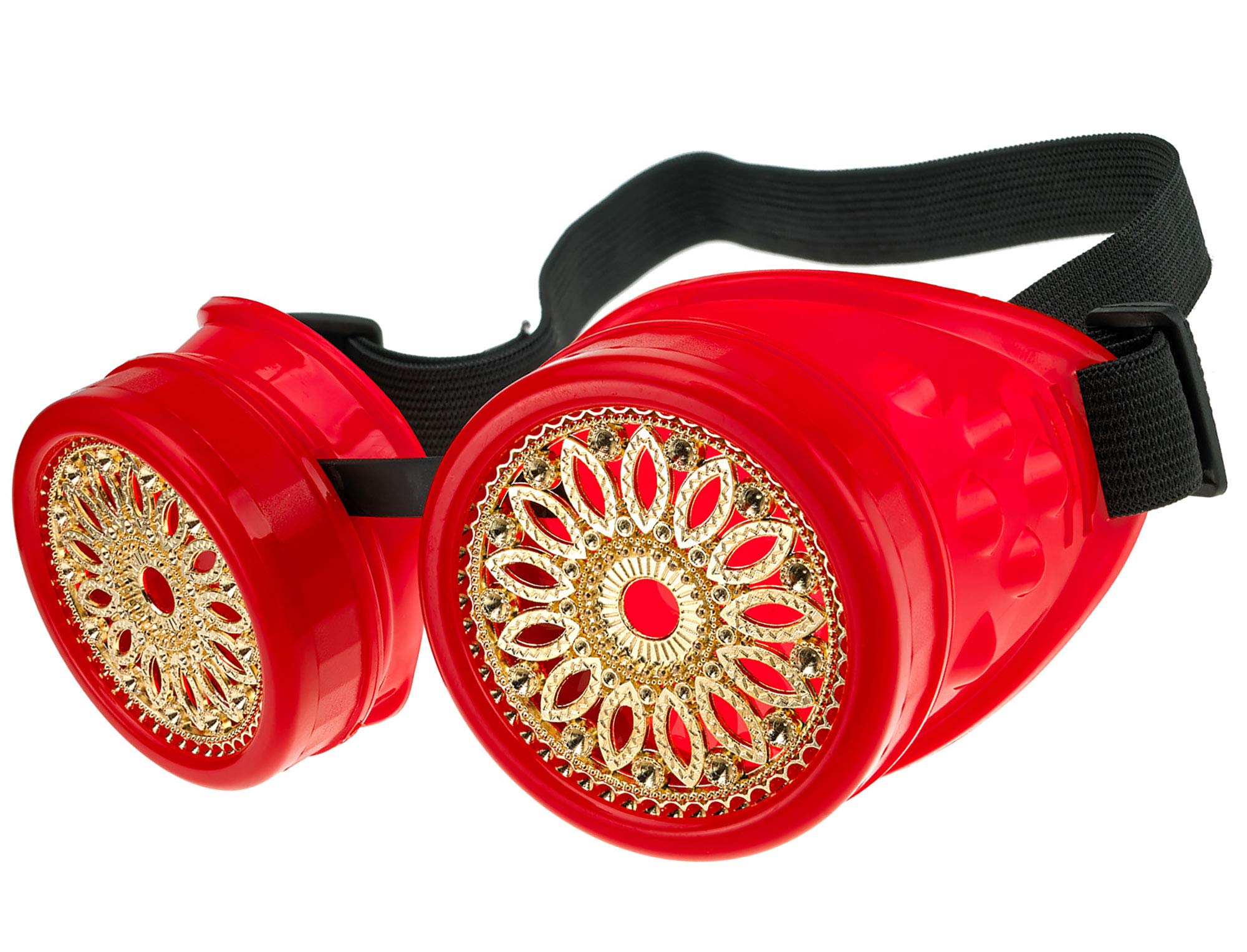 Welding Cyber Goggles Steampunk Goth Cosplay Sunglasses 50s Round Glasses Party Fancy Dress MFAZ Morefaz Ltd (Red Design) โ image 1
