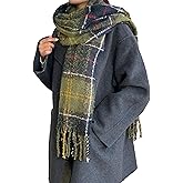 AAWmission Women’s Plaid Tartan Scarf Soft Cashmere Feel Shawl Wrap Tassels Cozy Cold Weather Accessory for Fall & Winter