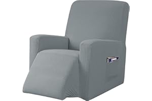 subrtex Recliner Chair Cover Stretch Recliner Slipcover Lazy Boy Covers for Furniture Protector Rocker Sofa Cover with Side Pocket (Recliner, Light Grey)