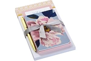 Hallmark Notepad Bundle with Pen, Pretty Pinks (3 Notepads in Assorted Sizes with Gold Pen)