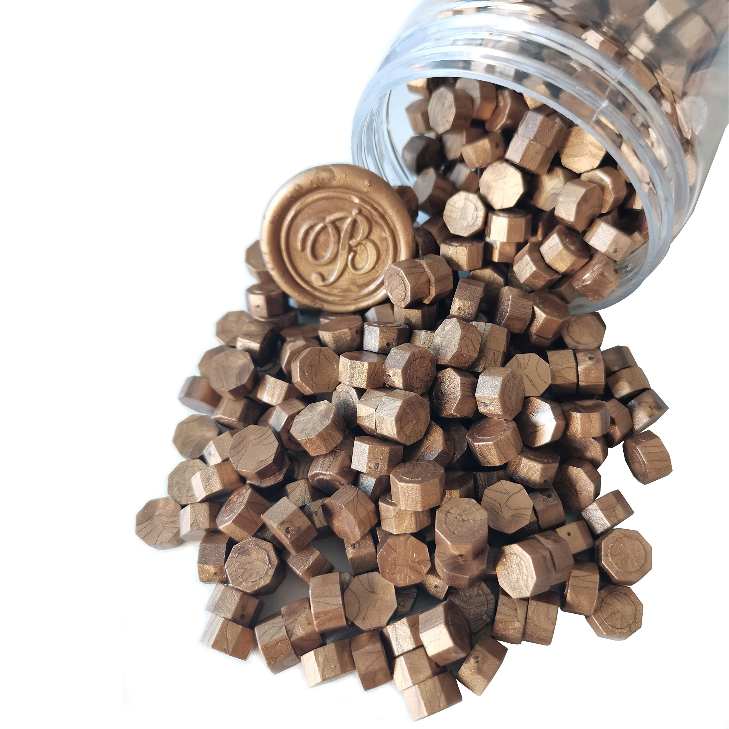 400 Pieces Sealing Wax Beads for Wax Seal Stamp, PORXFLY Pink Waxss Seal Beads Great for Wedding Invitations, Wine Packages,Cards Envelopes, Gift Wrapping (Bronze)