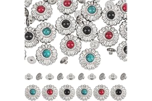 KINCHYGO, 18 Set Rivets Studs Faux Turquoise Conchos Western Vintage Buttons for Leather DIY Craft Clothes Bag Shoes