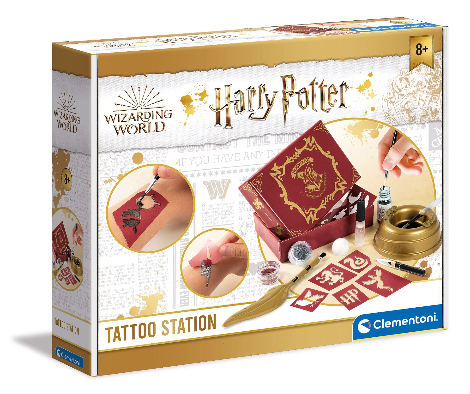 Clementoni- Harry Potter Temporary Tattoo Studio: Kids' Craft Kits for Magical Fun, Temporary Tatoos for Kids(7+ Years)