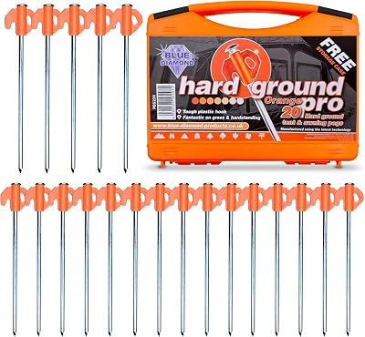 Blue Diamond Heavy Duty Tent Pegs 20 Pack Galvanized Steel Carry Case