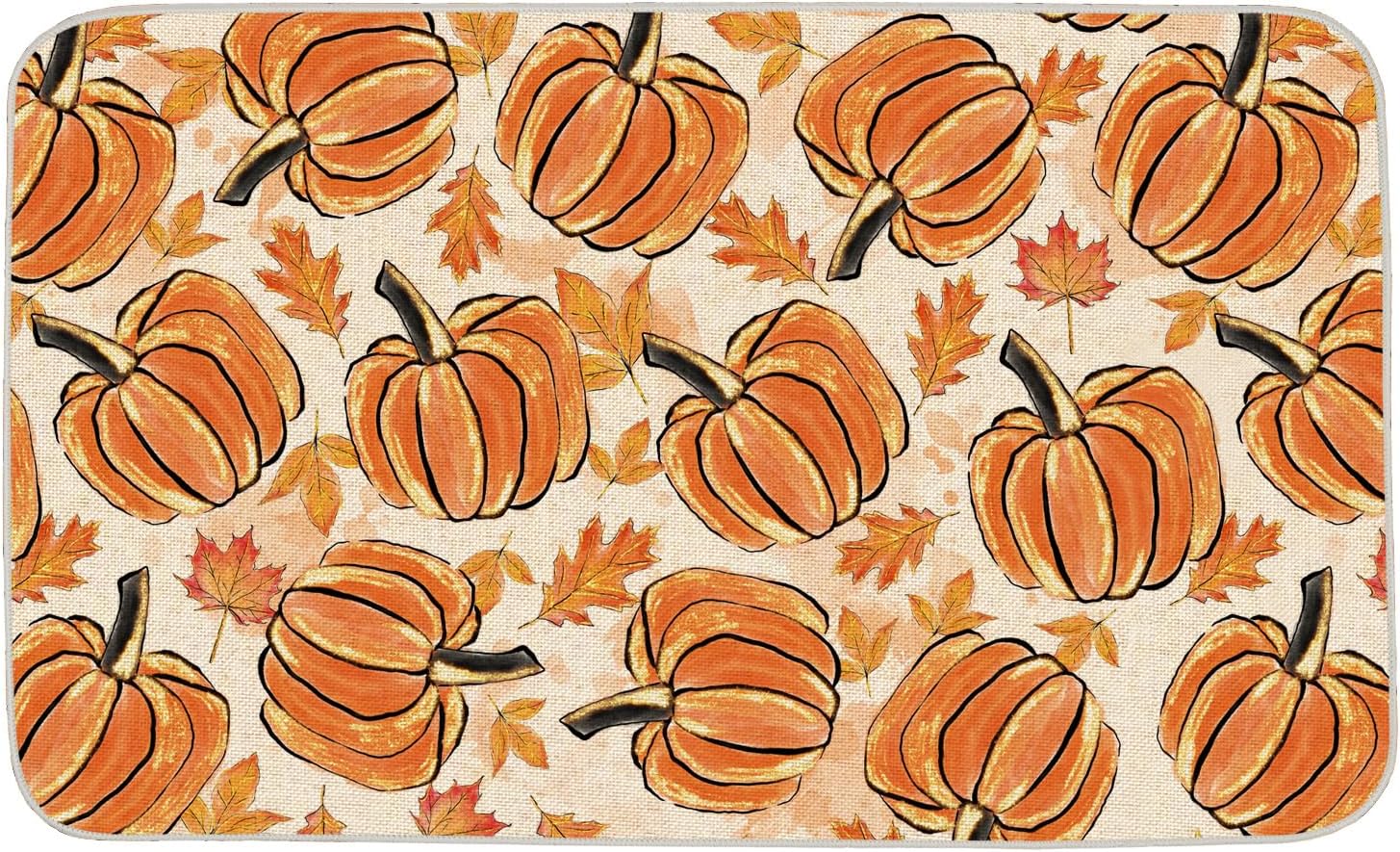 Bows & Ribbons - OAEND Fall Pumpkin Leaf Door Mat Thanksgiving Autumn Leaves Decorative Doormat Seasonal Farmhouse Low-Profile Floor Rug Switch Mat for Home Indoor Outdoor 17.5 x 29 Inch