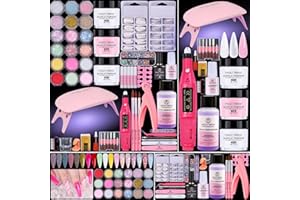 SWEET TREND Acrylic Nail Kit for Beginners: Professional Acrylic Powder Set with Everything for Starter - U V Light Nail Drill and Liquid - Full Tools Decoration Tech Gifts for Home Salon Women