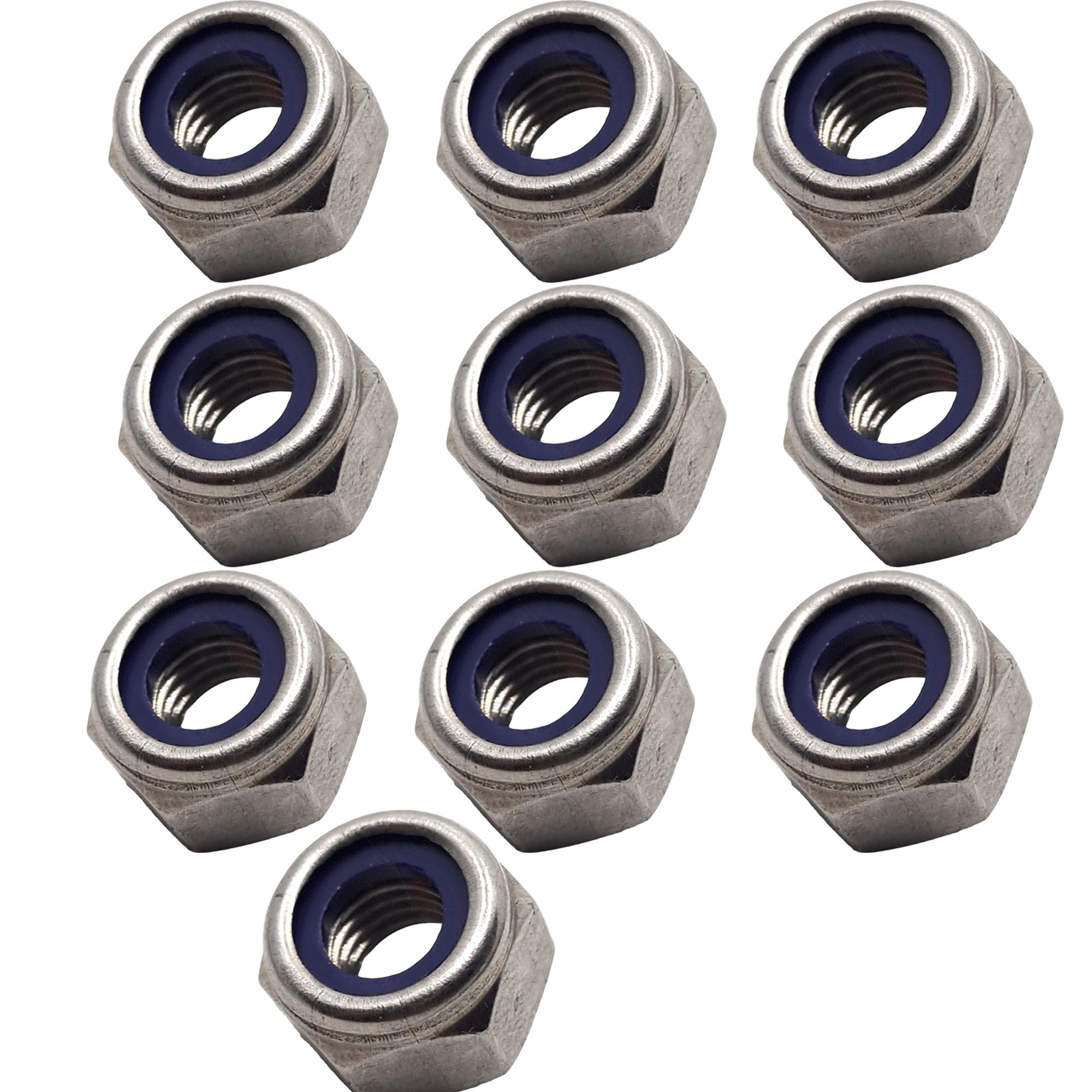 M10 Self-Locking Nuts Marine Grade Lock Style in A4 Stainless Steel 316 – Corrosion Resistant Fasteners (Pack of 10)