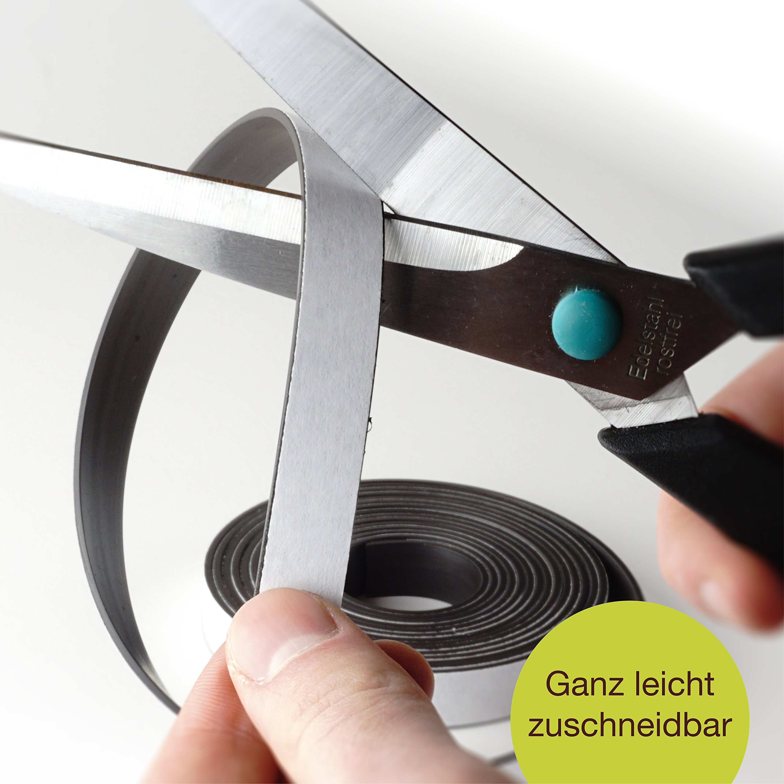 OfficeTree ® Cinta mágnética - 3 m - Cinta autoadhesiva para la imantación fija de carteles, fotos, papeles - Adherencia extra fuerte sobre pizarra blanca, pizarra magnética - negro