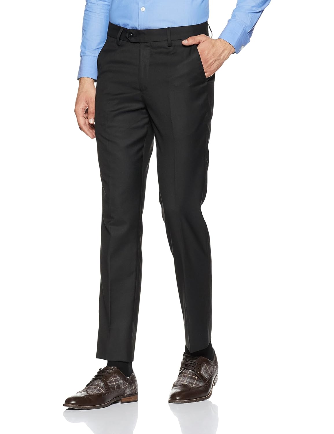 peter england men's slim fit formal trousers