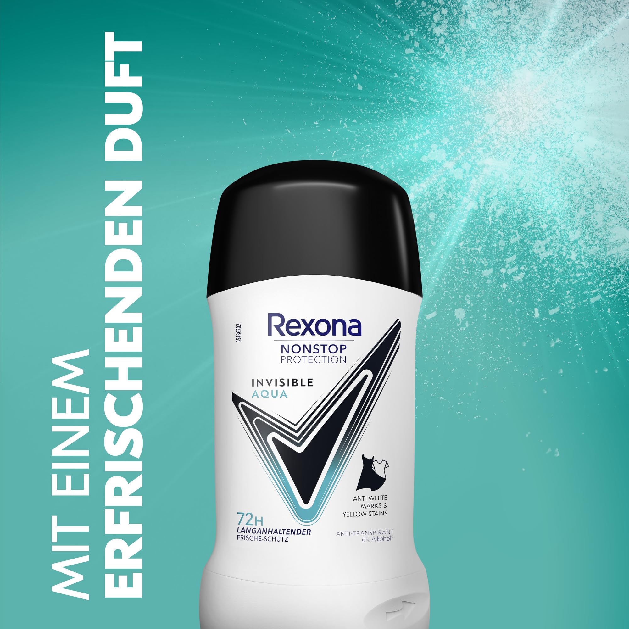 Rexona Nonstop Protection Anti Transpirant Stick Invisible Aqua Deodorant mit 72 Stunden Schutz vor Schweiß und Körpergeruch 50 ml 6