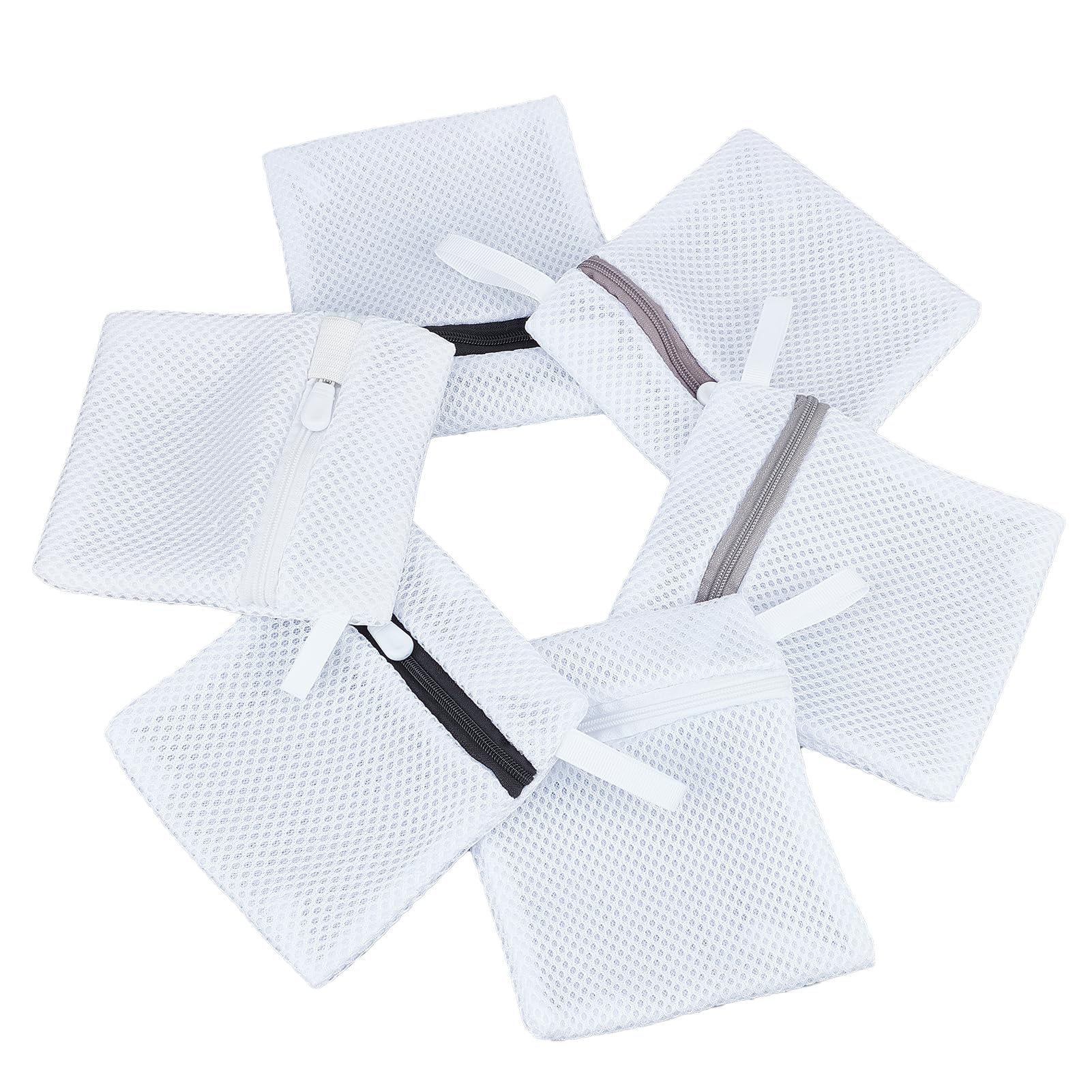 NICENEEDED 6 PCS Honeycomb Mesh Laundry Bags for Delicates with Zipper, Mini Small Reusable Washing Machine Wash Bag, Travel Storage Organize Bags for Socks Underwear Bra Toys Little Things
