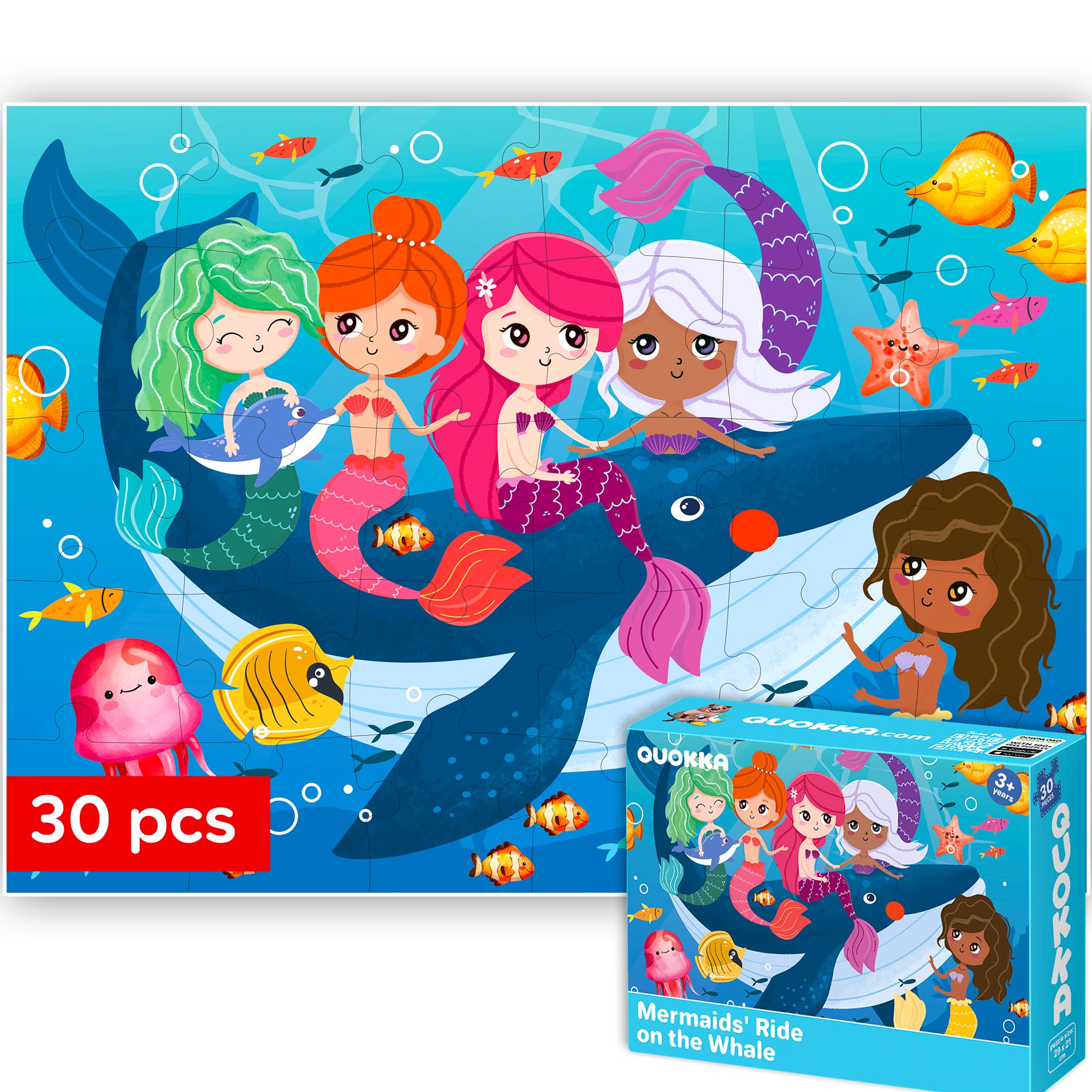 QUOKKA Jigsaw Puzzles For 3 4 Year Olds - Educational Toys Learning Mermaid For 4 5 Year Olds - Childrens Jigsaws Gift for Boy and Girl Age 3-6