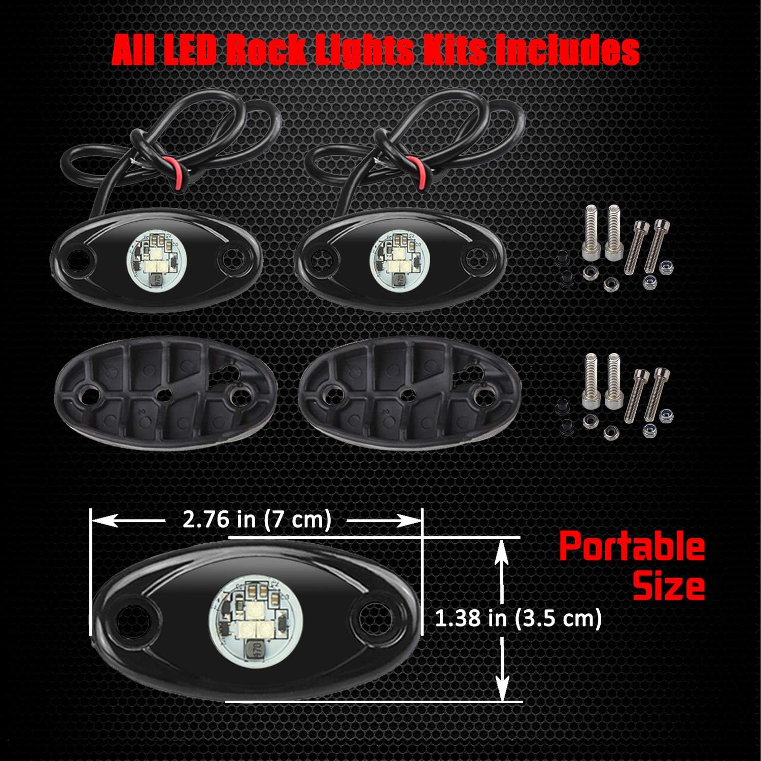 2 Pods LED Rock Lights, Ampper Waterproof LED Neon Underglow Light for Car Truck ATV UTV SUV Jeep Offroad Boat Underbody Glow Trail Rig Lamp (Red): Automotive