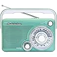 Studebaker SB2002TE Portable AM/FM Radio with Headphone Jack and Aux-in Jack with AC/DC Power (Teal/White)