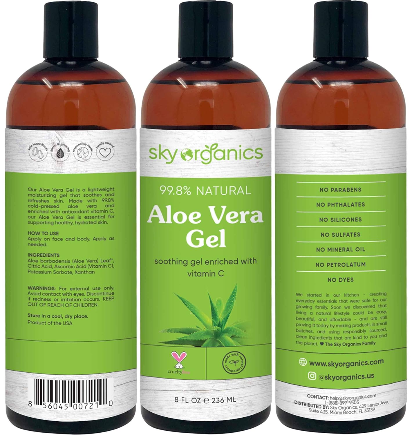 Aloe Vera Gel (8 oz) Cold-pressed Ultra Hydrating Skin Soothing Aloe Gel for Face Body After-Sun Care Aloe Gel Made in USA : Beauty