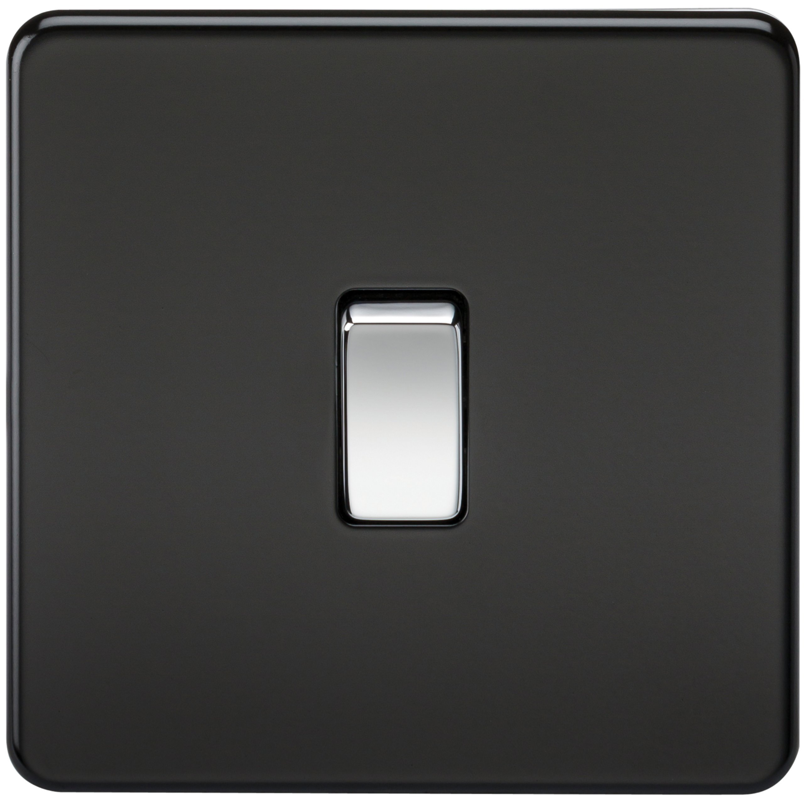 Knightsbridge SF1200MB Screwless 10 A 1-Gang Intermediate Switch, Matt Black with Chrome Rocker