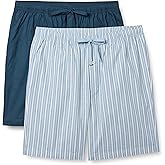 Amazon Essentials Men's Lounge Sleepwear Pajama Bottom Shorts, Cotton Stretch Poplin