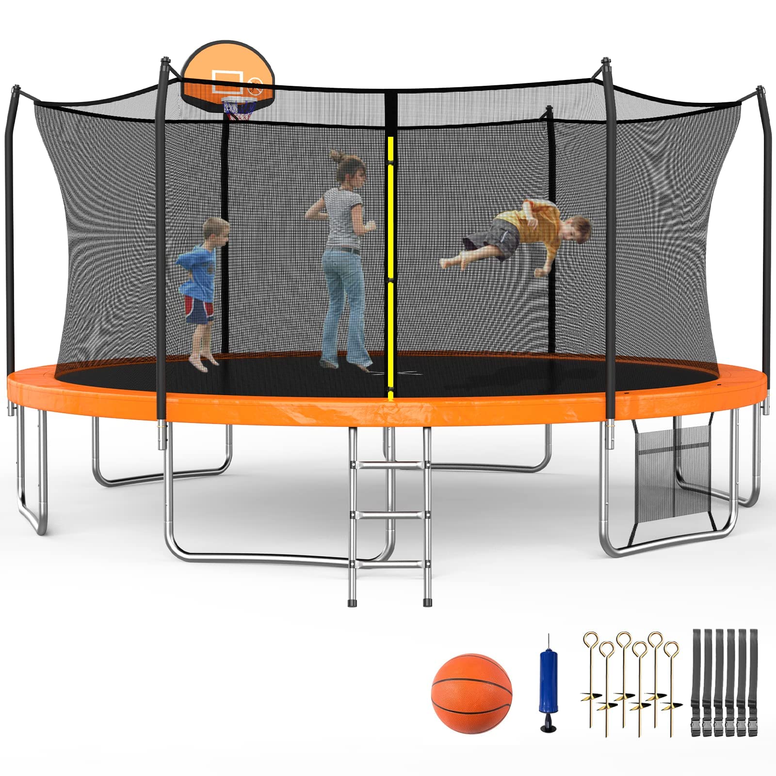 Photo 1 of ***02 BOXES***SKOK 15FT Trampolines with Enclosure Net, 400LBS Outdoor Trampolines for Kids with Basketball Hoop -ASTM Approved Trampoline for Children and Adults