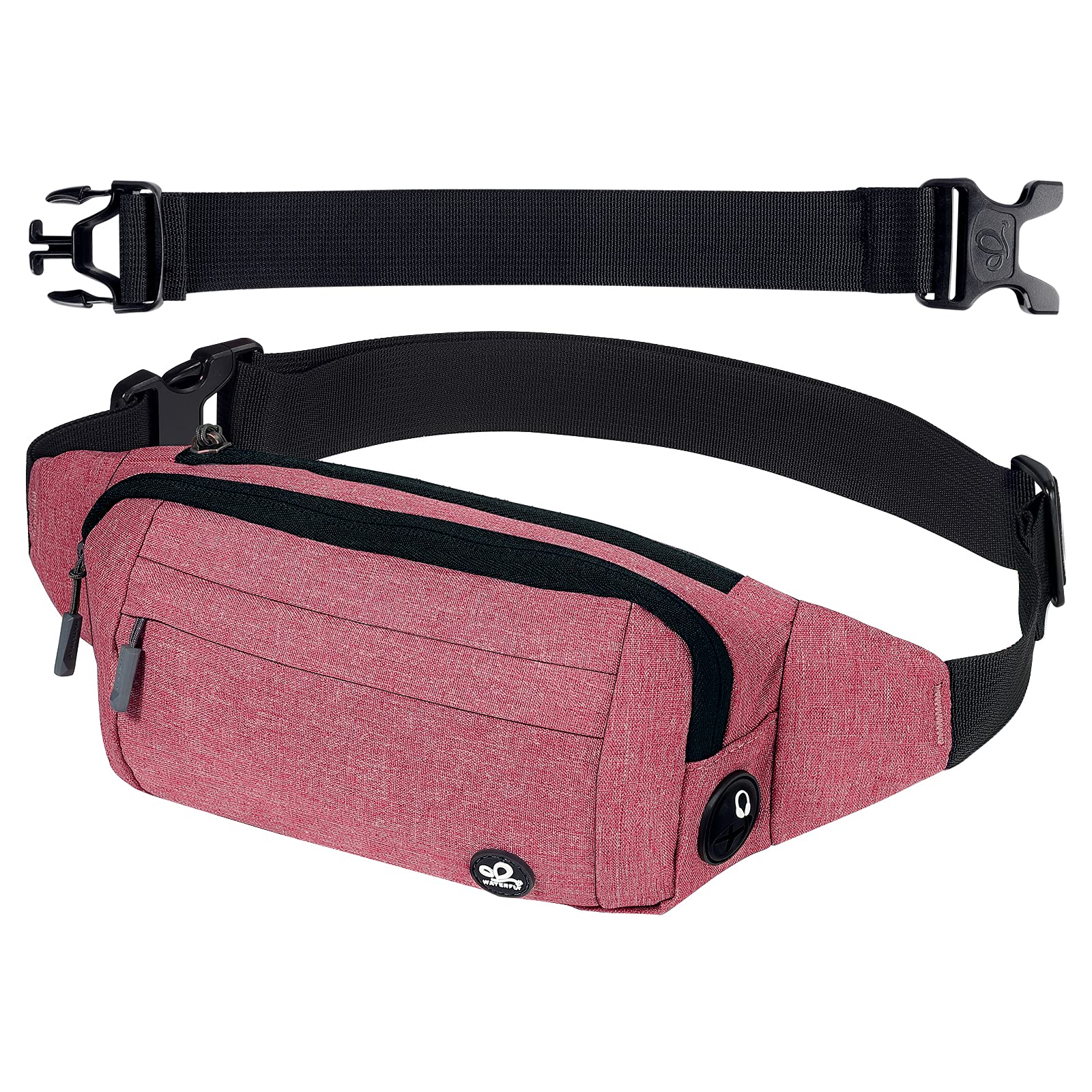 Waterfly Bumbags Waist Fanny Pack Ladies Fashion Bum Bag with Adjustable Belt for Sport Running Hiking Jogging Girls Women Men Light Red