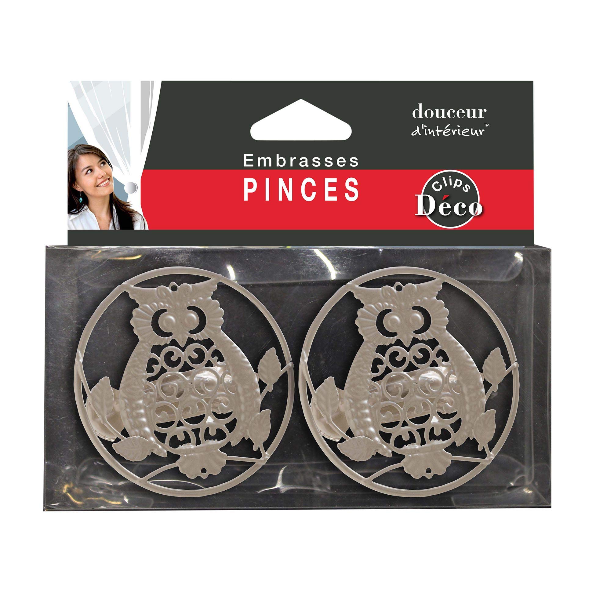 Douceur d'Intérieur 2 Curtain Tie Backs 8 cm Painted Metal Taupe