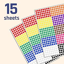 6000 Pack, 1/4" Small Colored Dot Stickers Round